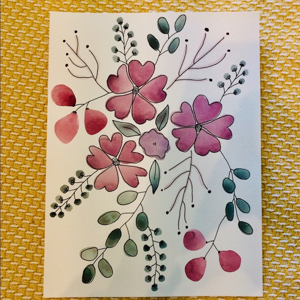 Hand painted watercolor floral art
